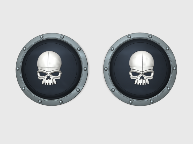 Skull - Round Power Shields (L&R) in Tan Fine Detail Plastic: Small