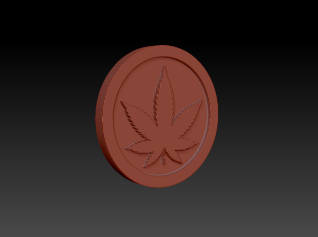 Weed/Marijuana Themed Coin/Token For Checkers, Pok in Polished Gold Steel