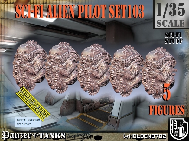 1/35 Sci-Fi Alien Pilots set103 in Tan Fine Detail Plastic