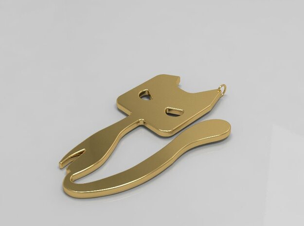Dangerous Cat in Polished Gold Steel: Small