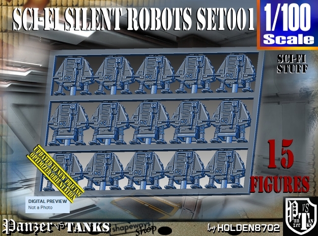 1/100 Sci-Fi Silent Robots Set001 in Tan Fine Detail Plastic