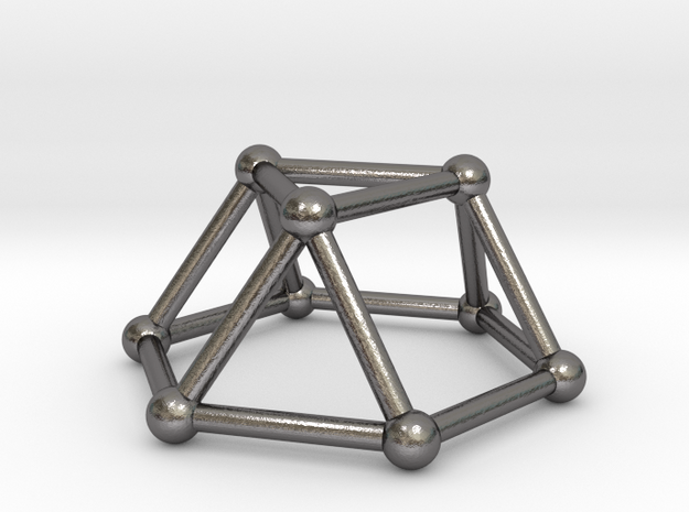 0726 J03 Triangular Cupola V&E (a=1cm) #2 in Polished Nickel Steel