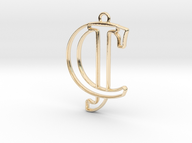 Initials C&J monogram in 14k Gold Plated Brass