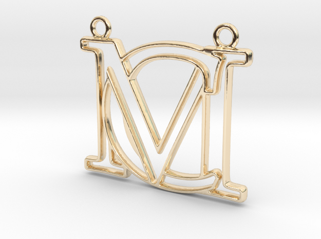 Initials C&M monogram in 14k Gold Plated Brass