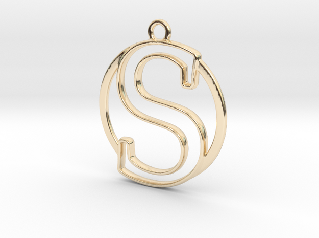 Initial S & circle  in 14k Gold Plated Brass