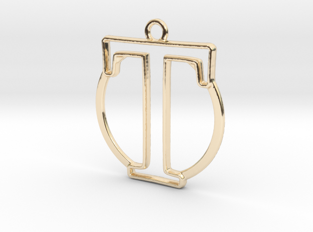 Initial T & circle  in 14k Gold Plated Brass