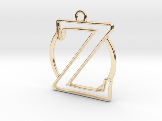 Initial Z & circle  in 14k Gold Plated Brass