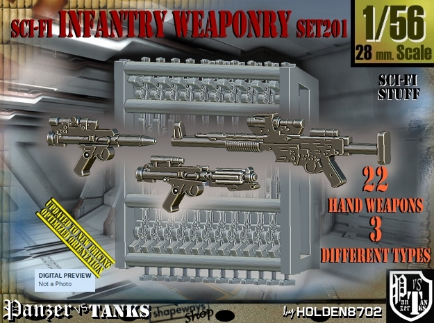 1/56 Sci-Fi Infantry Weaponry Set201 in Tan Fine Detail Plastic