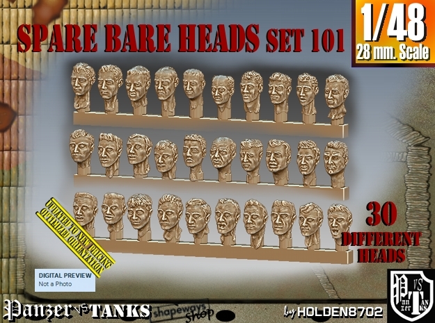 1/48 BareHeads Set101 in Tan Fine Detail Plastic