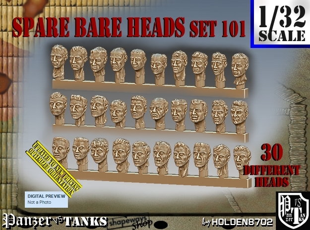 1/32 BareHeads Set101 in Tan Fine Detail Plastic