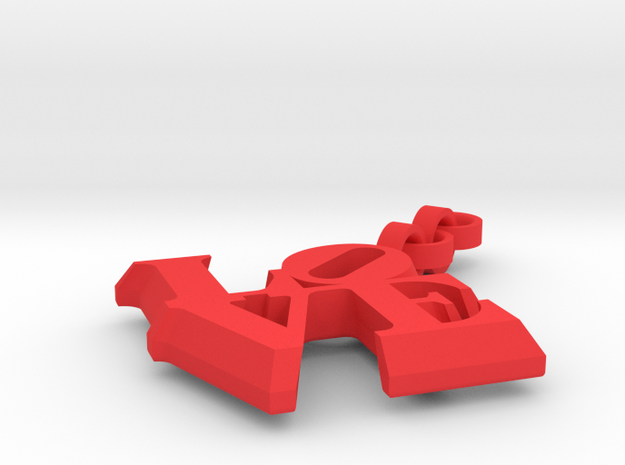 Love sculpture key fob in Red Processed Versatile Plastic