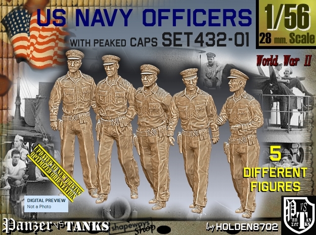 1/56 USN Officers Set432-01 in Tan Fine Detail Plastic