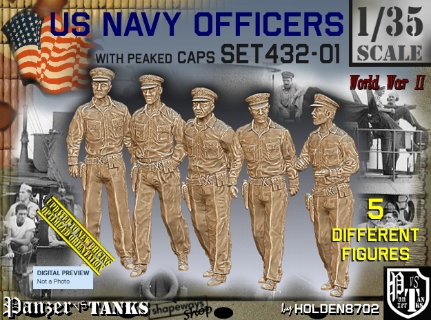 1/35 USN Officers Set432-01 in Tan Fine Detail Plastic