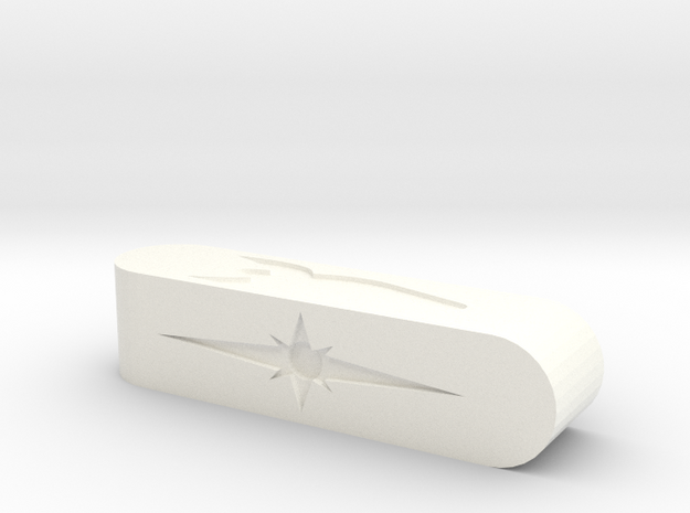 Star & Rocket Sphericon d4 (Customer Request) in White Processed Versatile Plastic