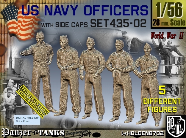 1/56 USN Officers Set435-02 in Tan Fine Detail Plastic