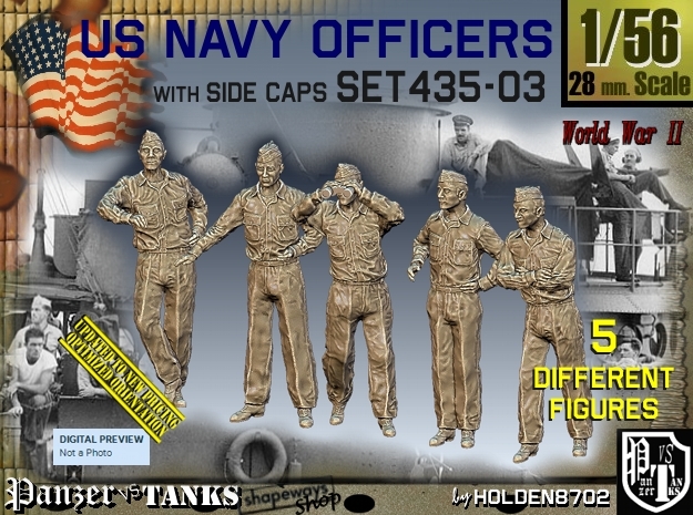 1/56 USN Officers Set435-03 in Tan Fine Detail Plastic