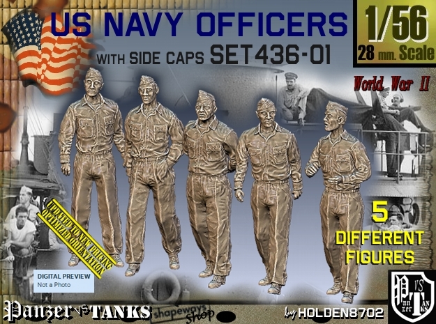 1/56 USN Officers Set436-01 in Tan Fine Detail Plastic