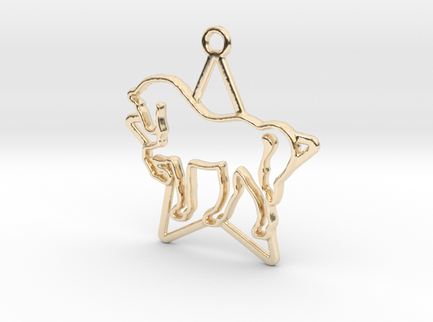 Horse & star intertwined Pendant in 14k Gold Plated Brass