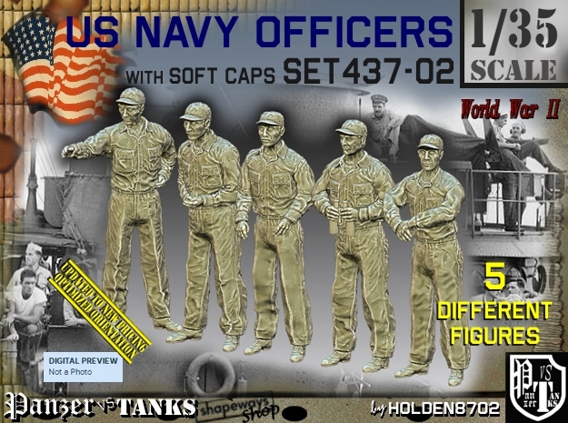 1/35 USN Officers Set437-02 in Tan Fine Detail Plastic