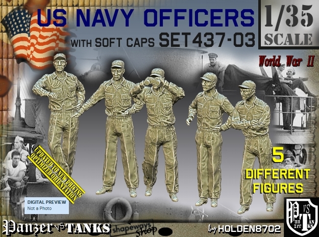 1/35 USN Officers Set437-03 in Tan Fine Detail Plastic