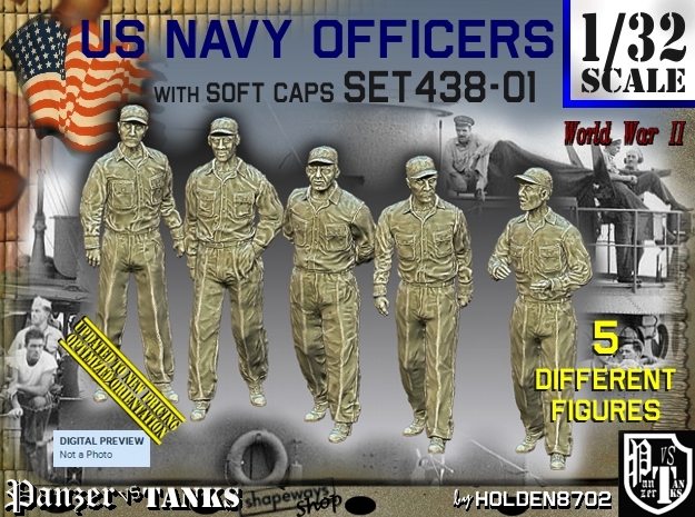1/32 USN Officers Set438-01 in Tan Fine Detail Plastic