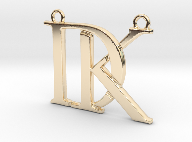 Initials D&K monogram in 14k Gold Plated Brass