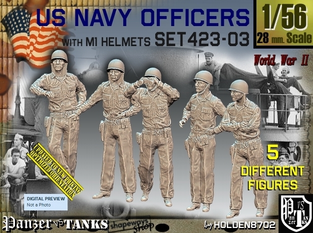 1/56 USN Officers Set423-03 in Smooth Fine Detail Plastic