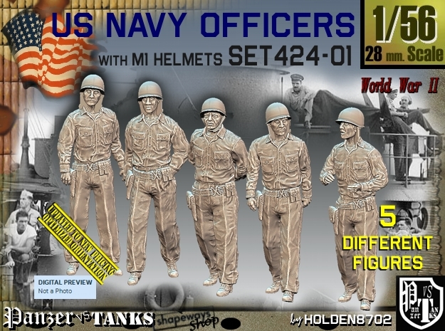 1/56 USN Officers Set424-01 in Tan Fine Detail Plastic