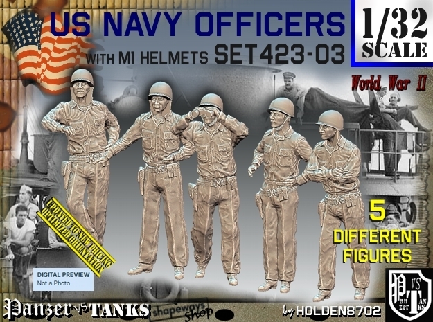1/32 USN Officers Set423-03 in Tan Fine Detail Plastic