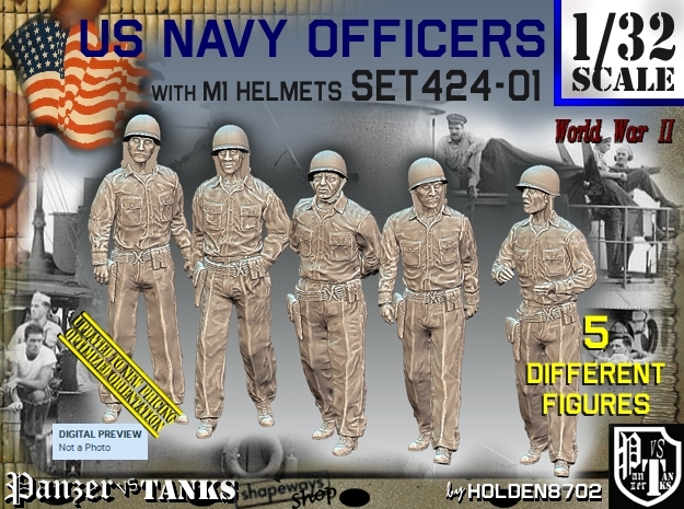 1/32 USN Officers Set424-01 in Tan Fine Detail Plastic