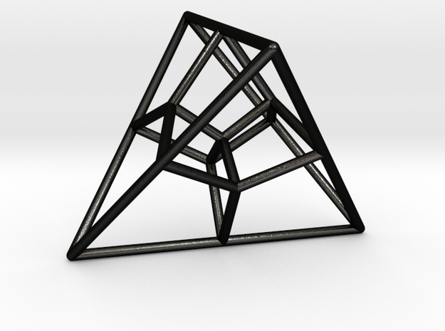 Tetrahedral Tesseract in Matte Black Steel