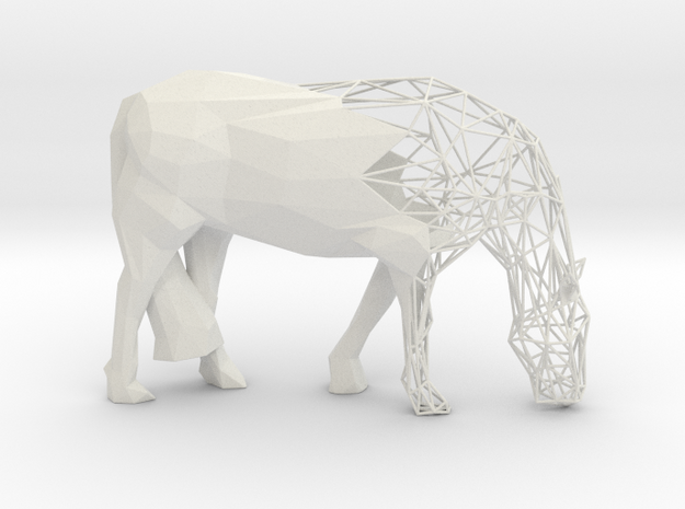 Semiwire Low Poly Grazing Horse in White Natural Versatile Plastic