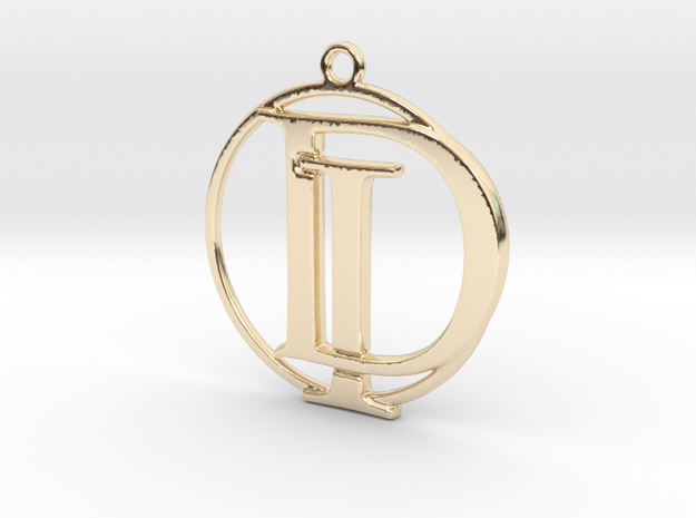 Initials D&I and circle monogram in 14k Gold Plated Brass