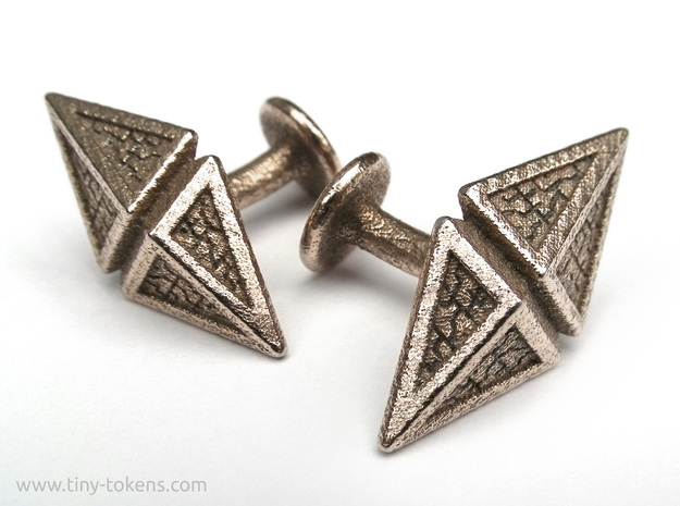 Zendikar Hedron Cufflinks in Polished Bronzed Silver Steel