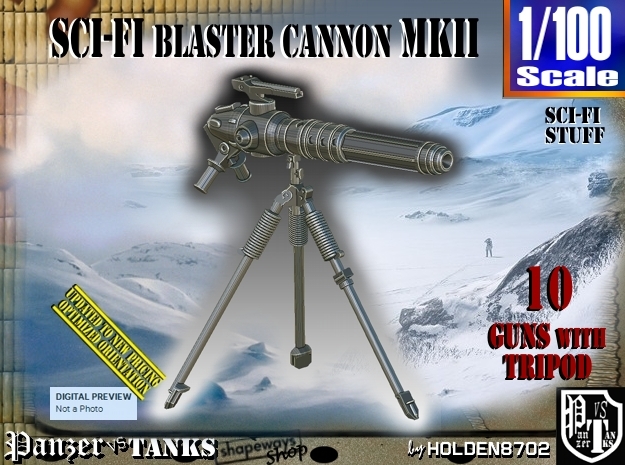 1/100 Sci-Fi Blaster Cannon MkII Set001 in Tan Fine Detail Plastic