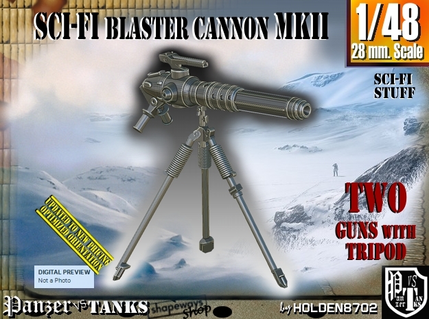 1/48 Sci-Fi Blaster Cannon MkII Set001 in Tan Fine Detail Plastic
