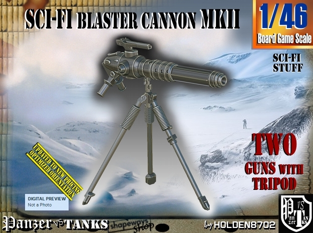 1/46 Sci-Fi Blaster Cannon MkII Set001 in Tan Fine Detail Plastic
