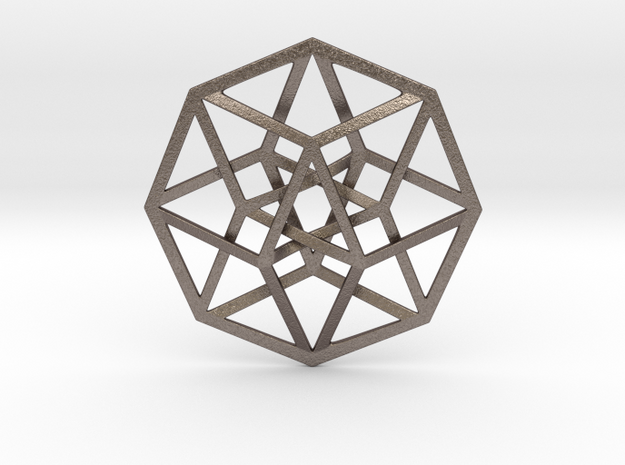 4D Hypercube (Tesseract) 2.5" in Polished Bronzed Silver Steel