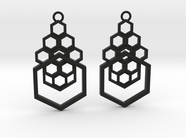 Geometrical earrings no.4 in Black Natural Versatile Plastic: Small