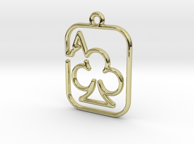 The Ace of Club continuous line pendant in 18k Gold Plated Brass