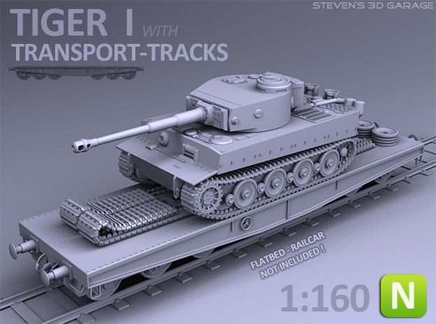 TIGER I - Transport version (N scale) in Tan Fine Detail Plastic