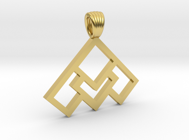 Art déco squares [pendant] in Polished Brass