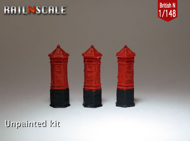 SET 3x Penfold Pillar box (British N 1:148) in Tan Fine Detail Plastic