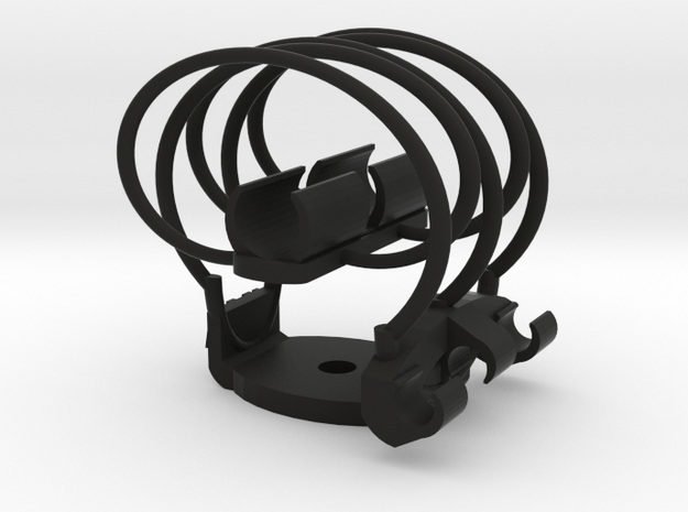 Shockmount Mic Clip 12mm with 6.5mm mounting hole in Black Natural Versatile Plastic