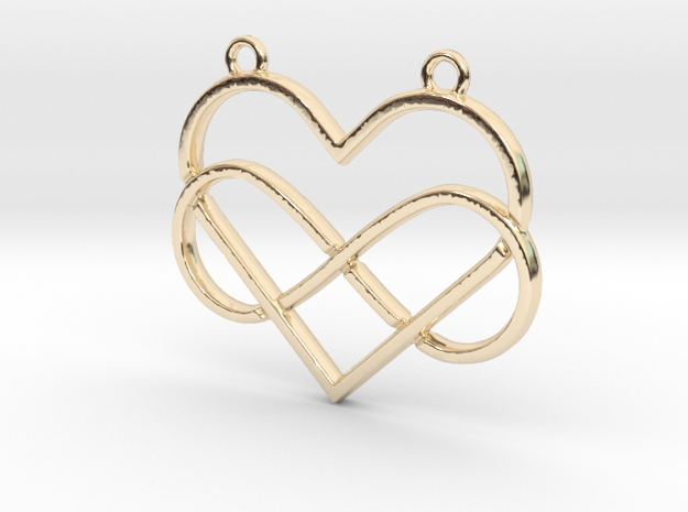 Infinite and heart intertwined in 14k Gold Plated Brass