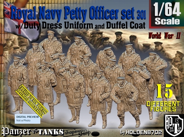 1/64 Royal Navy DC Petty Officers Set301 in Tan Fine Detail Plastic