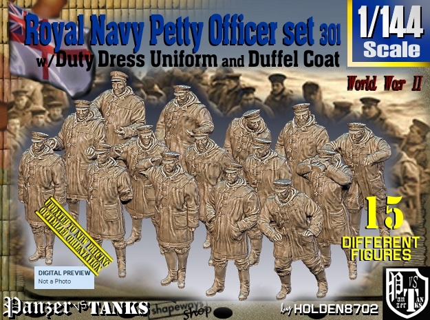1/144 Royal Navy DC Petty OffIcer Set301 in Tan Fine Detail Plastic