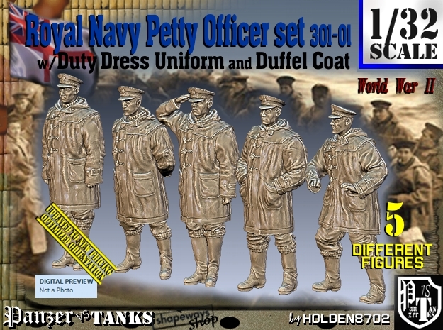 1/32 Royal Navy DC Petty OffIcer Set301-01 in Tan Fine Detail Plastic