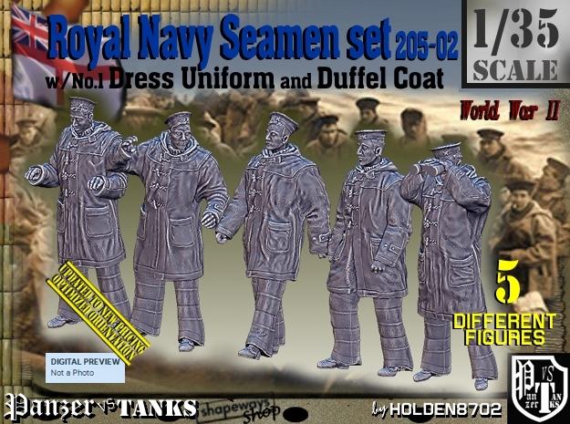 1/35 Royal Navy Seamen DC+No1 Set205-02 in Tan Fine Detail Plastic