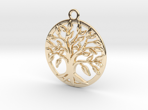 Tree of life and circle intertwined in 14k Gold Plated Brass